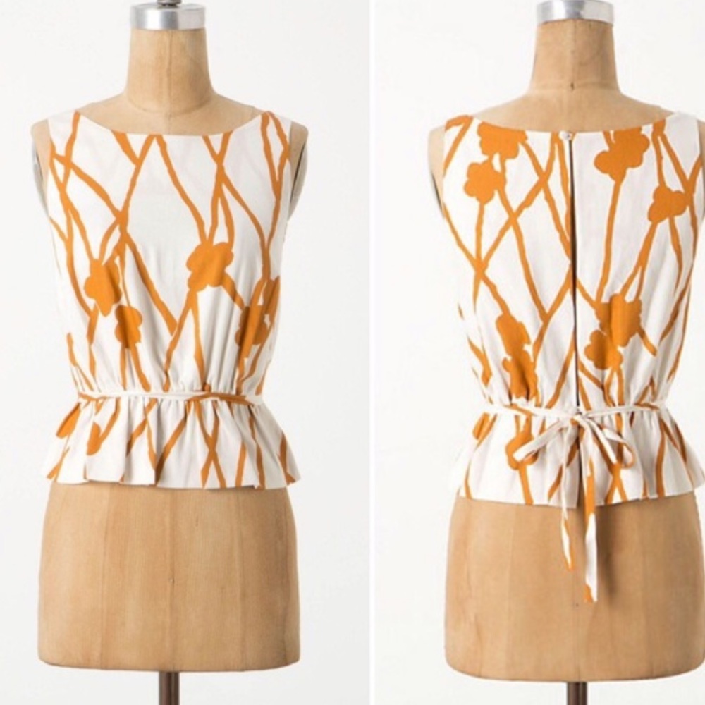 Anthropologie ochre vines peplum top
